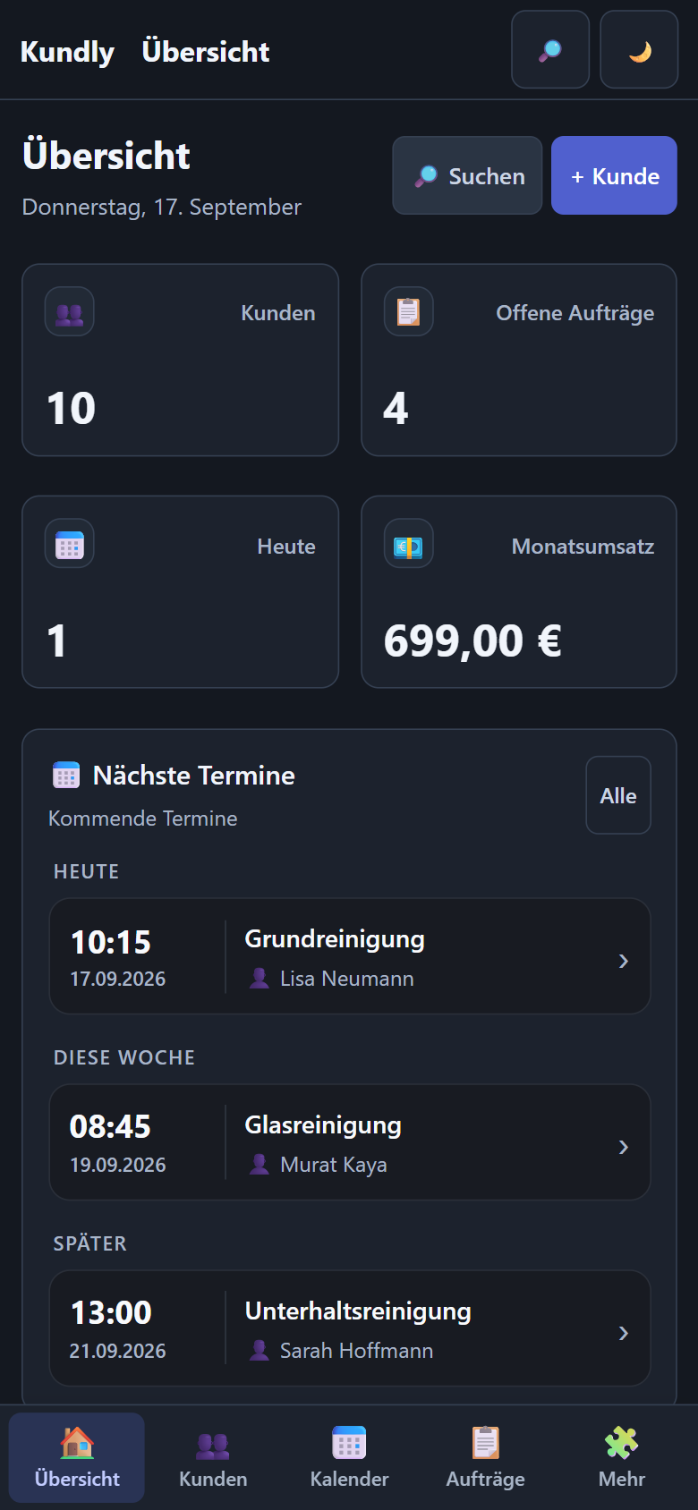 Kundly auf Smartphone